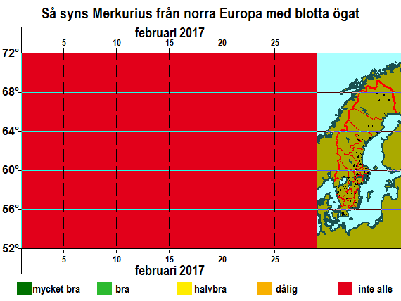 Så syns Merkurius från norra Europa med blotta ögat i februari 2017