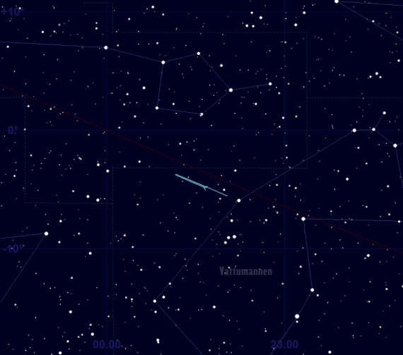 Neptunus skenbara bana framför stjärnhimlen 2021 - översiktskarta