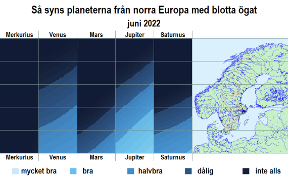 Så syns planeterna från norra Europa med blotta ögat i juni 2022