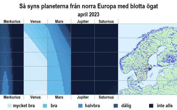 Så syns planeterna från norra Europa med blotta ögat i april 2023