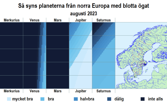 Så syns planeterna från norra Europa med blotta ögat i augusti 2023